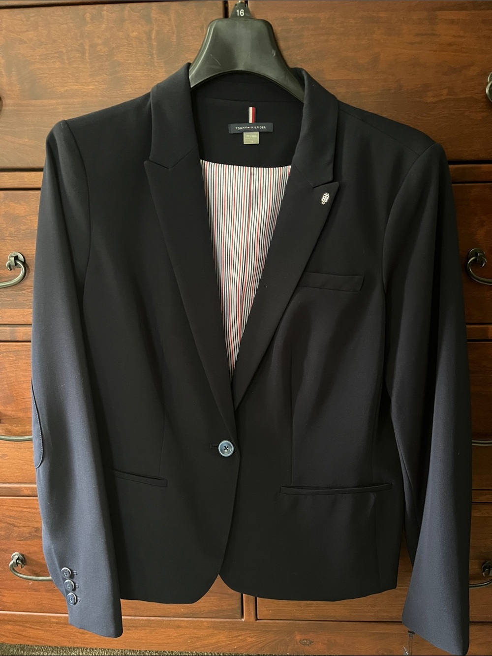 Tommy Hilfiger Women's Dark Navy Single-Button Blazer